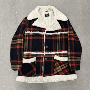 1970s Expressions By Campus Plaid Chore Coat Sherpa Size 44